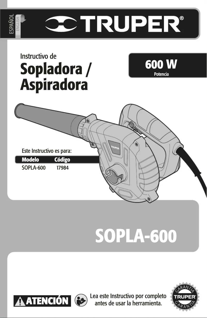 Página 1 del manual Manual de usuario Truper SOPLA-600