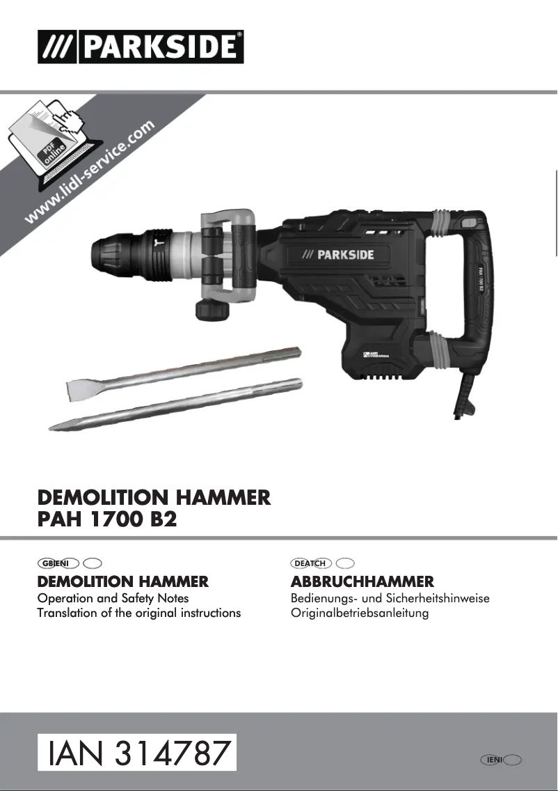 Página 1 del manual Manual de usuario Parkside PAH 1700 B2