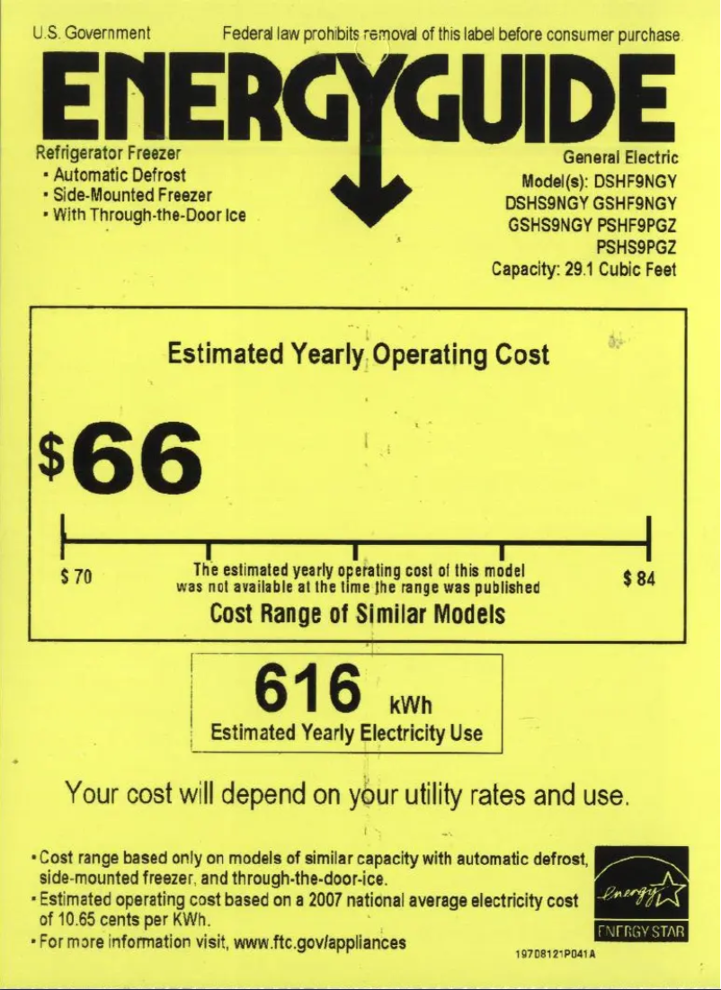 Página 1 del manual Etiqueta energética GE DSHF9NGYBB