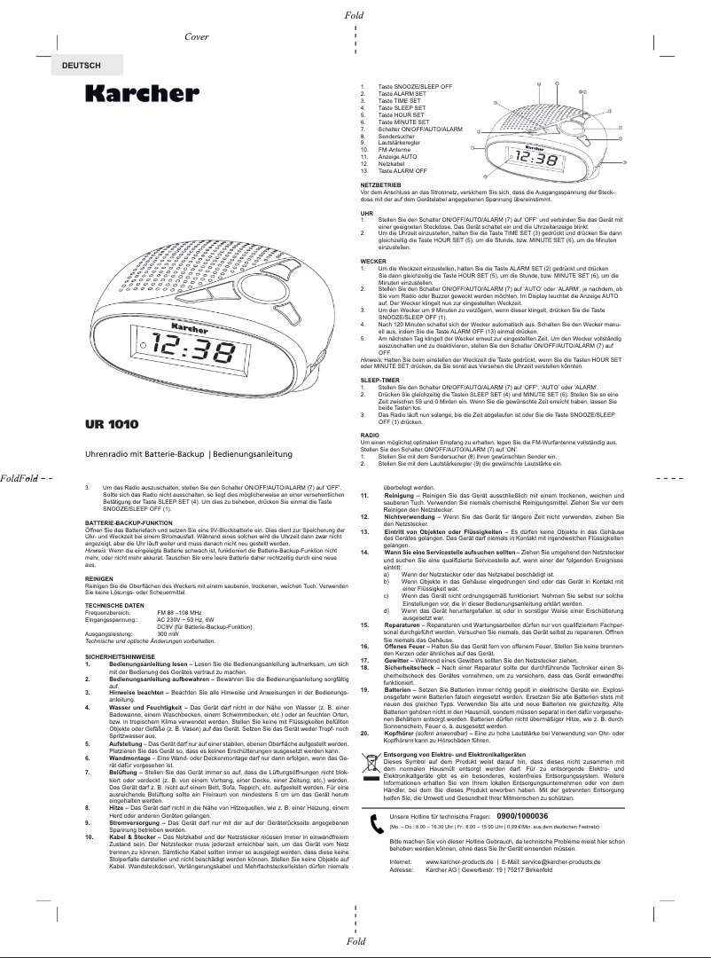 Imagen de la primera página del manual del dispositivo UR 1010