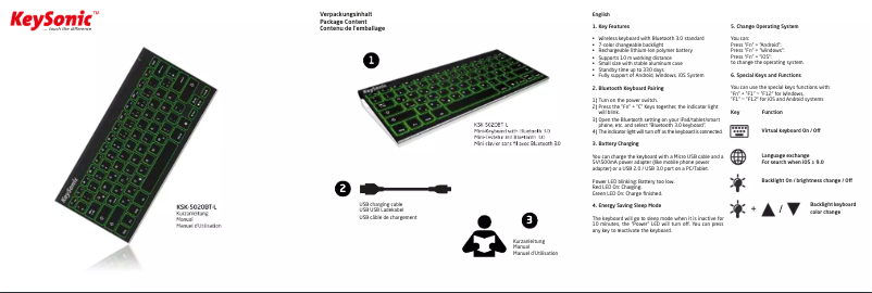 Página nº 1 - Manual de usuario KeySonic KSK-5020BT