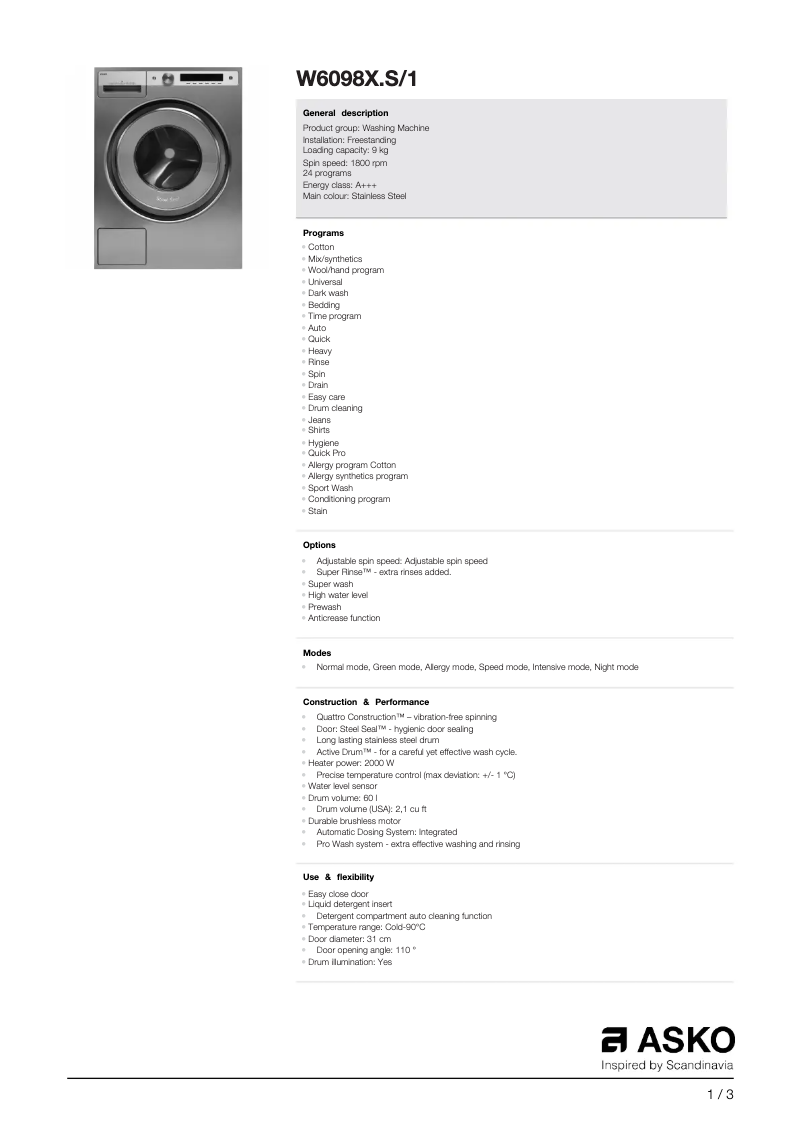 Imagen de la primera página del manual del dispositivo W6098X.S/1