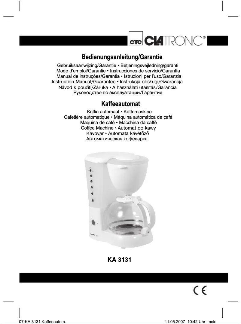 Imagen de la primera página del manual del dispositivo KA 3131