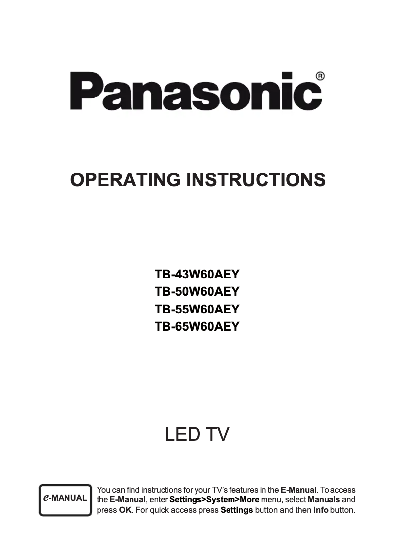 Imagen de la primera página del manual del dispositivo TB-50W60AEY