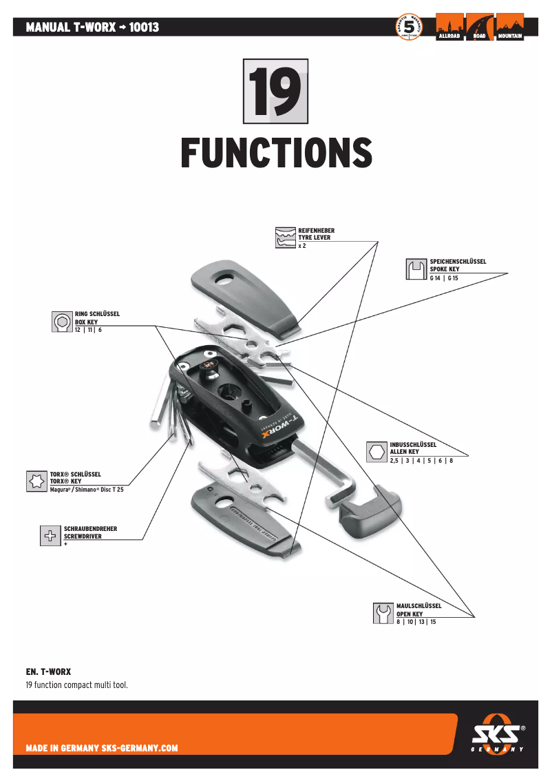 Imagen de la primera página del manual del dispositivo T-WORX