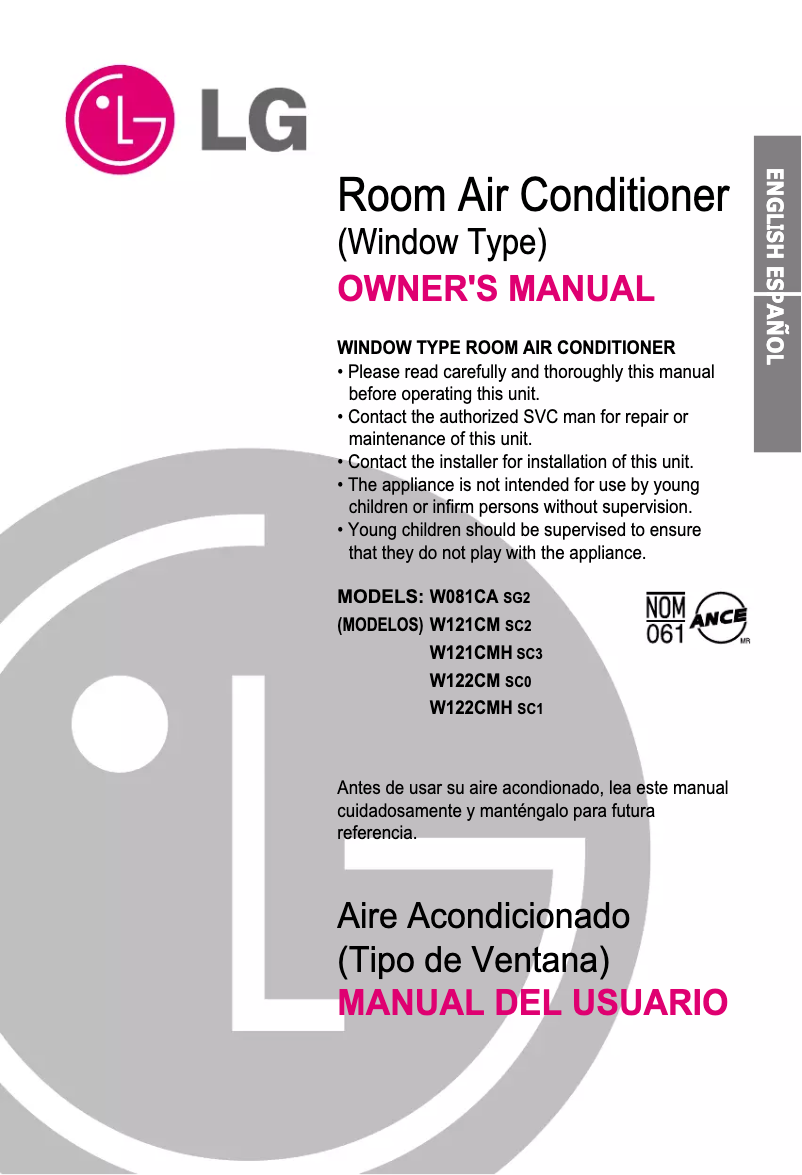 Imagen de la primera página del manual del dispositivo W121CM