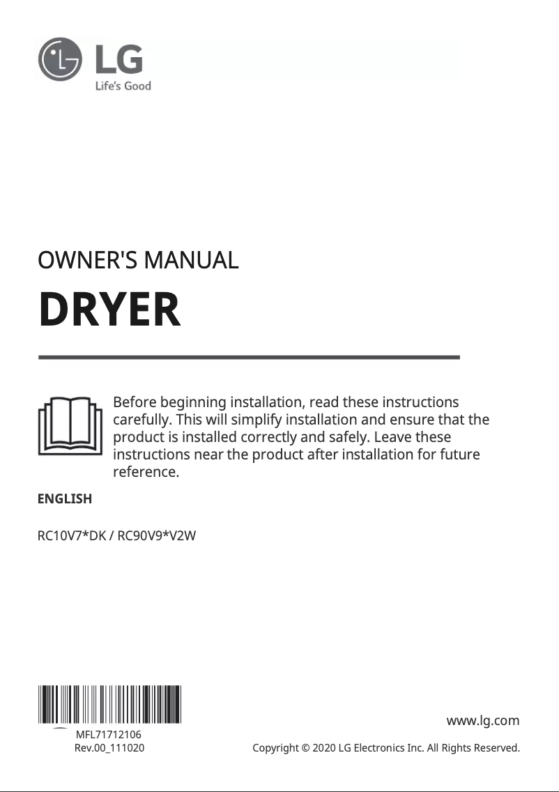 Imagen de la primera página del manual del dispositivo RC10V7WDK