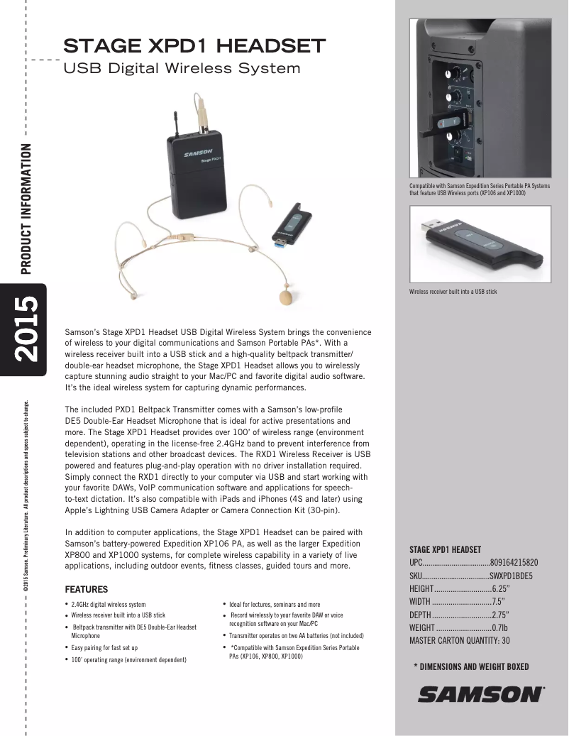 Página 1 del manual Manual de usuario Samson Stage XPD1