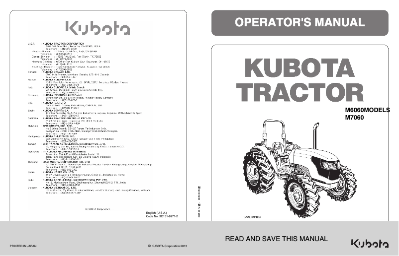 Página nº 1 - Manual de usuario Kubota M6060HDRC