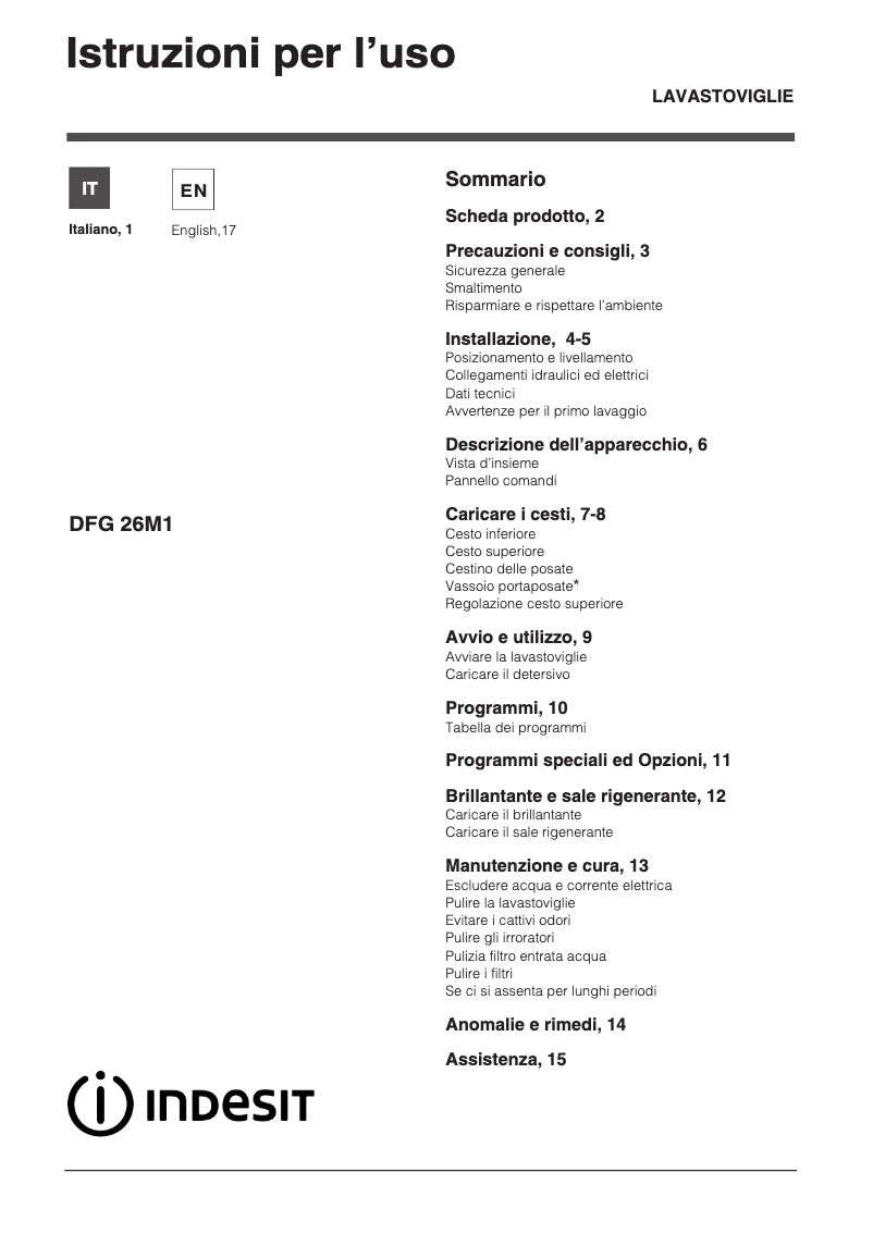 Imagen de la primera página del manual del dispositivo DFG 26M1 A S IT