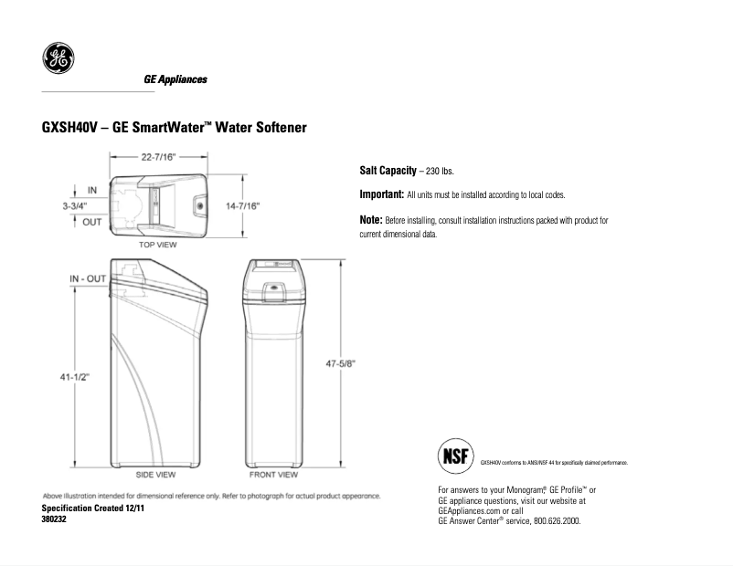 Imagen de la primera página del manual del dispositivo GXSH40V