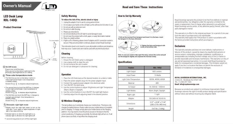 Imagen de la primera página del manual del dispositivo RDL-140Qi