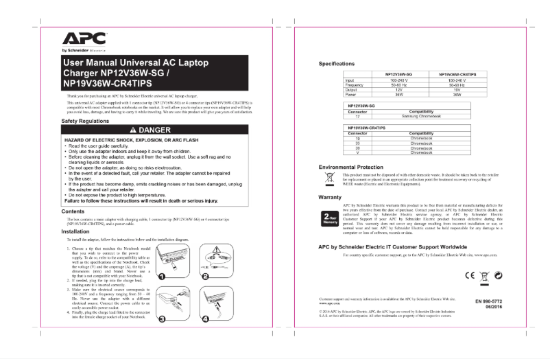 Página 1 del manual Manual de usuario APC NP12V36W-SG