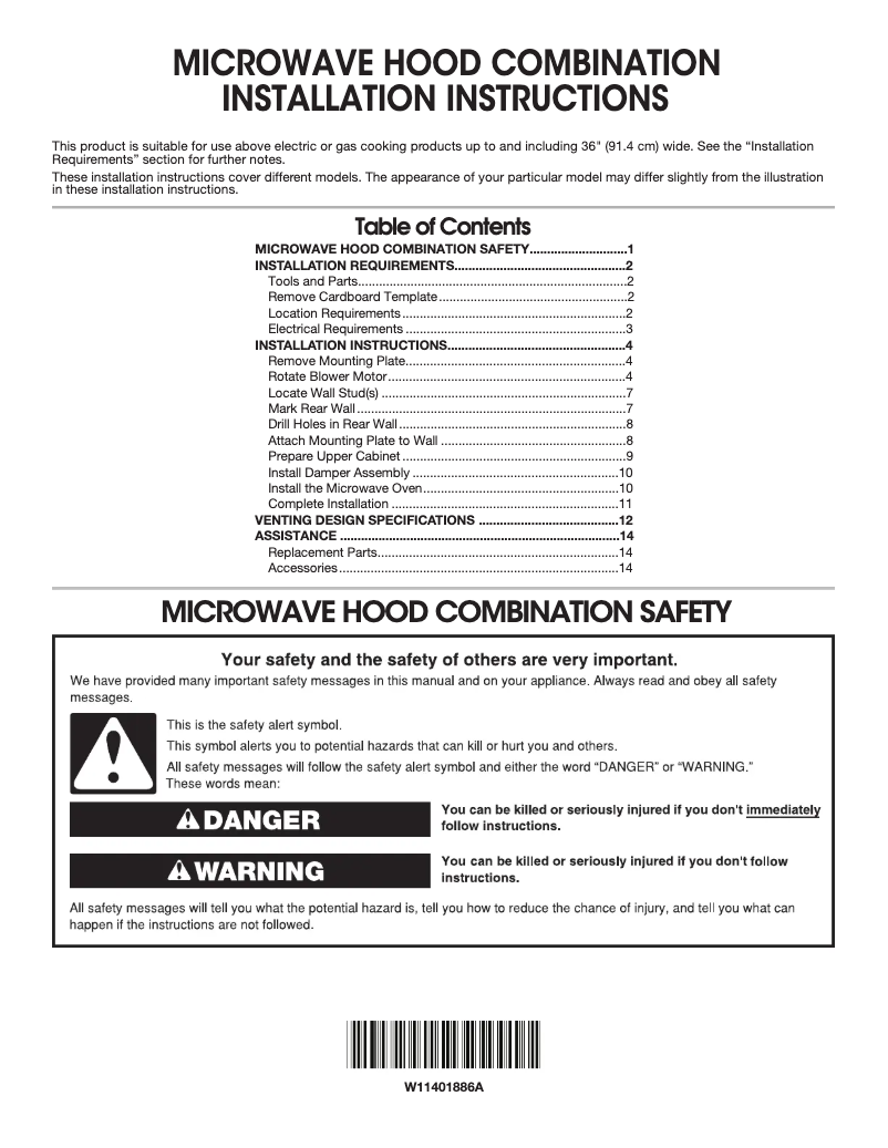 Página 1 del manual Guía de instalación KitchenAid KMHC319KPS