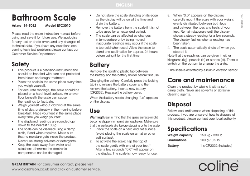 Imagen de la primera página del manual del dispositivo RTC3010