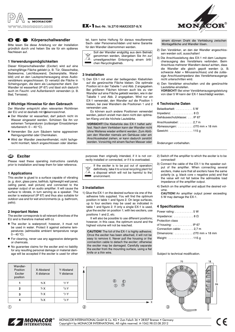 Imagen de la primera página del manual del dispositivo EX-1