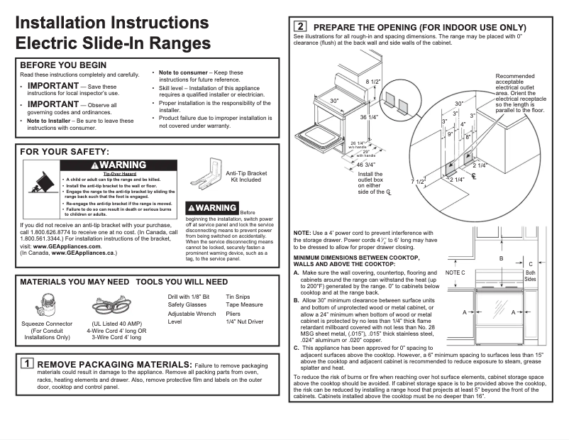 Página 1 del manual Guía de instalación Hotpoint RB525DHBB