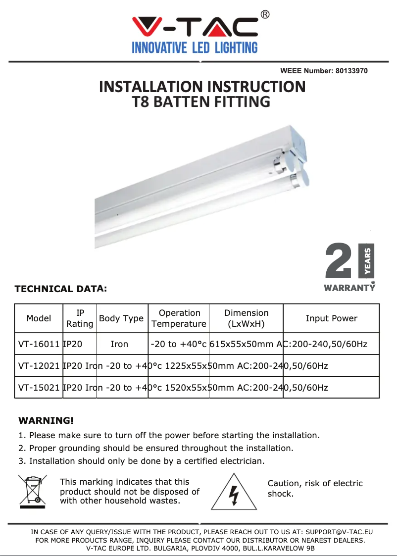 Página 1 del manual Manual de usuario V-TAC VT-12021
