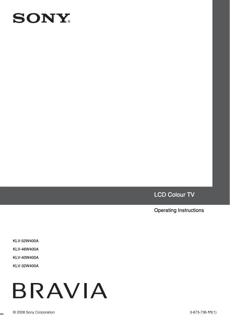 Imagen de la primera página del manual del dispositivo Bravia KLV-40W400A