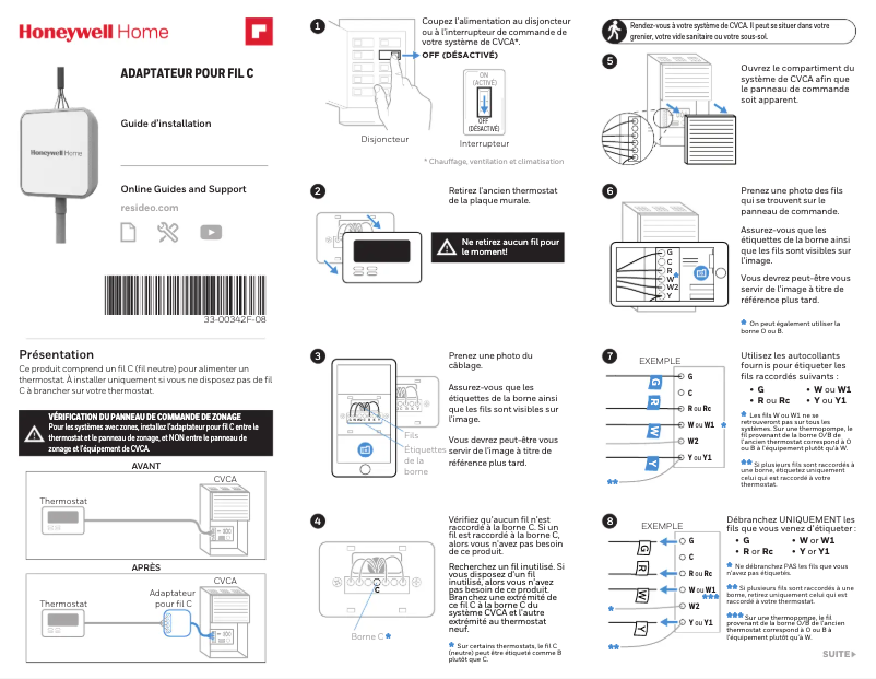 Página 1 del manual Manual de usuario Honeywell CWIREADPTR4001/U