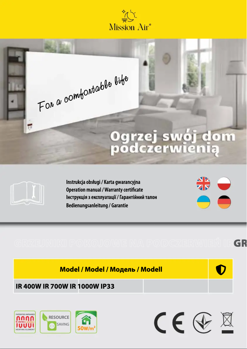 Página 1 del manual Manual de usuario Mission Air IR 400 W