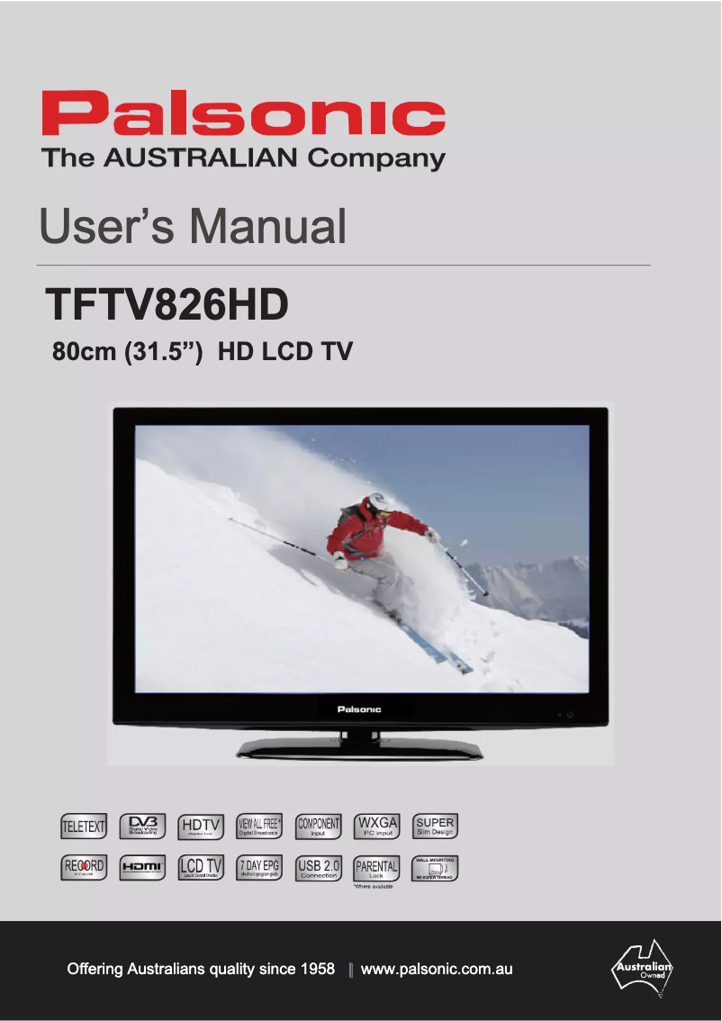 Página nº 1 - Manual de usuario Palsonic TFTV826HD