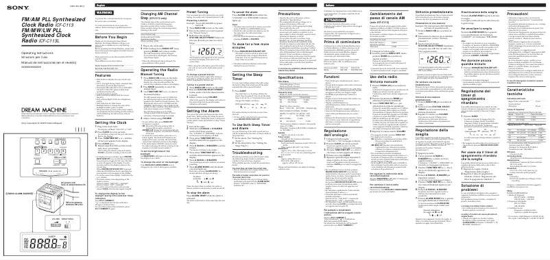 Página 1 del manual Manual de usuario Sony ICF-C113L