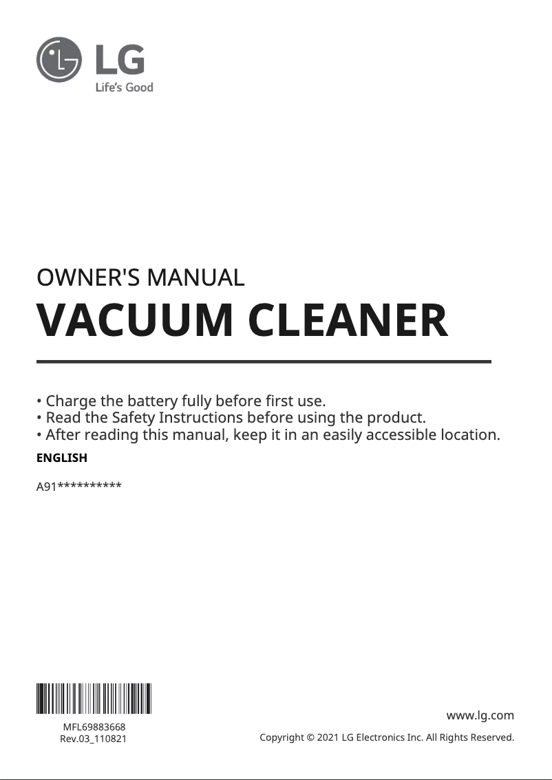 Página 1 del manual Manual de usuario LG CordZero A9 A912PM