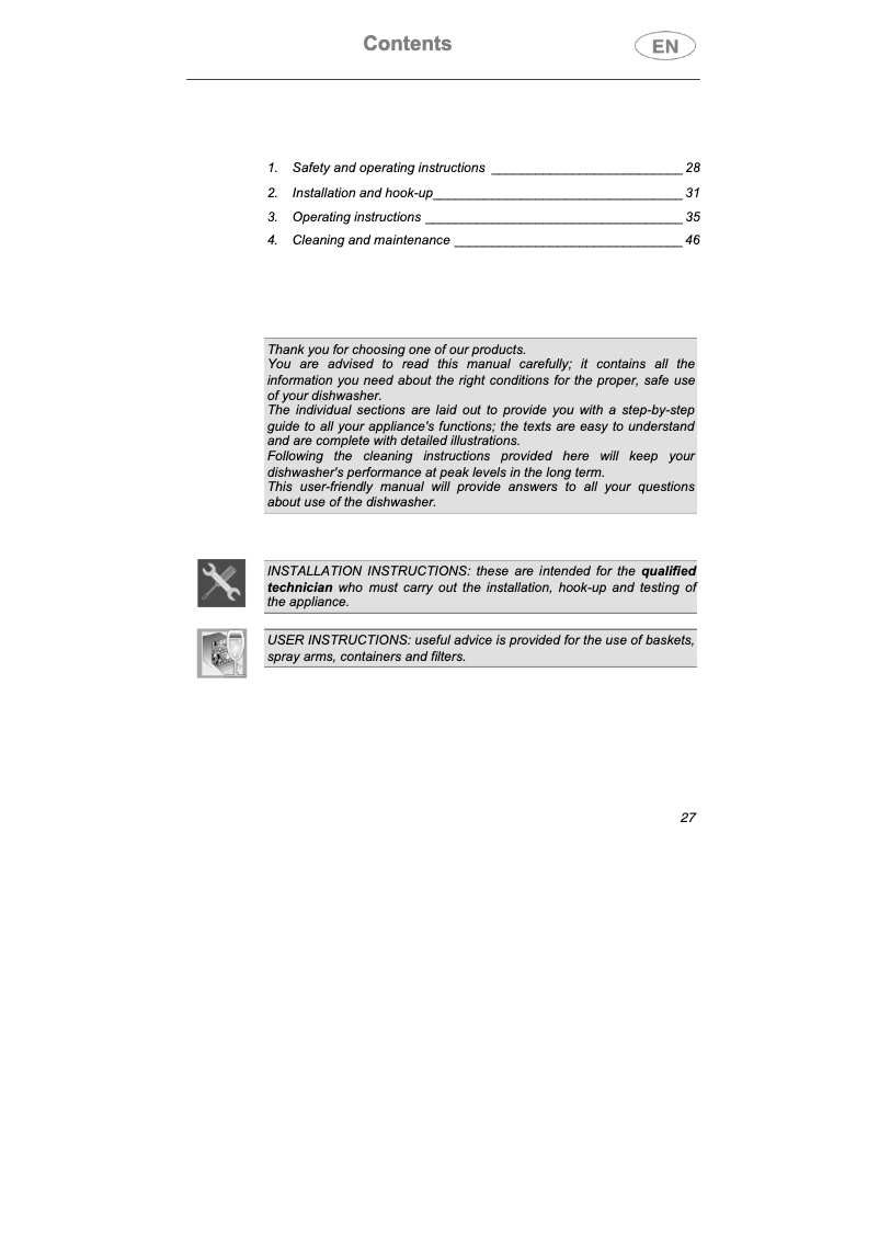 Imagen de la primera página del manual del dispositivo DW7 45 S