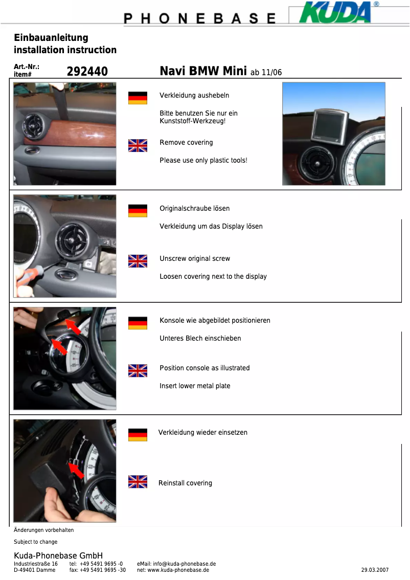 Imagen de la primera página del manual del dispositivo 292440