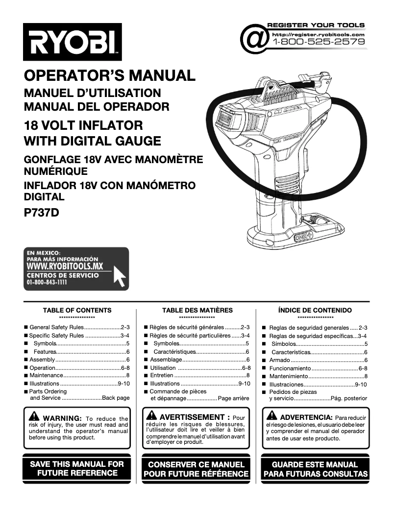 Página 1 del manual Manual de usuario RYOBI P737D