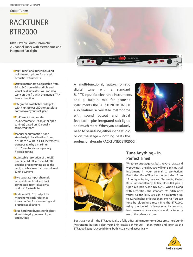 Página 1 del manual Ficha técnica Behringer Racktuner BTR2000