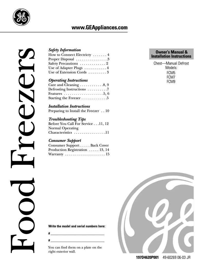 Página 1 del manual Manual de uso y mantenimiento GE FCM7HDNWH