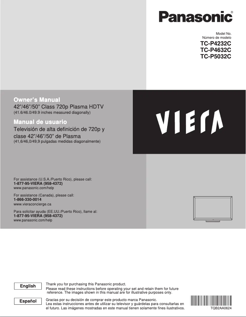 Imagen de la primera página del manual del dispositivo Viera TC-P4232C