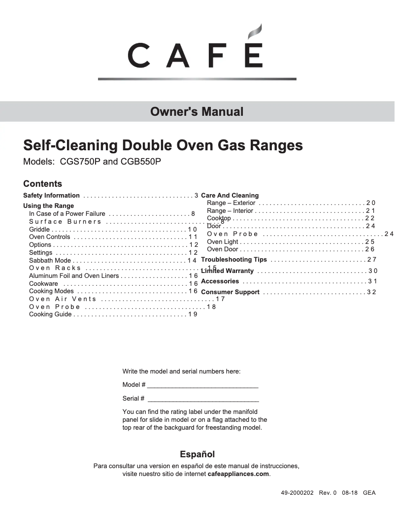 Imagen de la primera página del manual del dispositivo CGB550P2MS1
