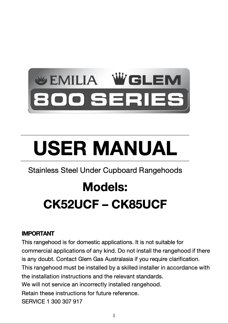 Página 1 del manual Manual de usuario Glem Gas CK85UCF