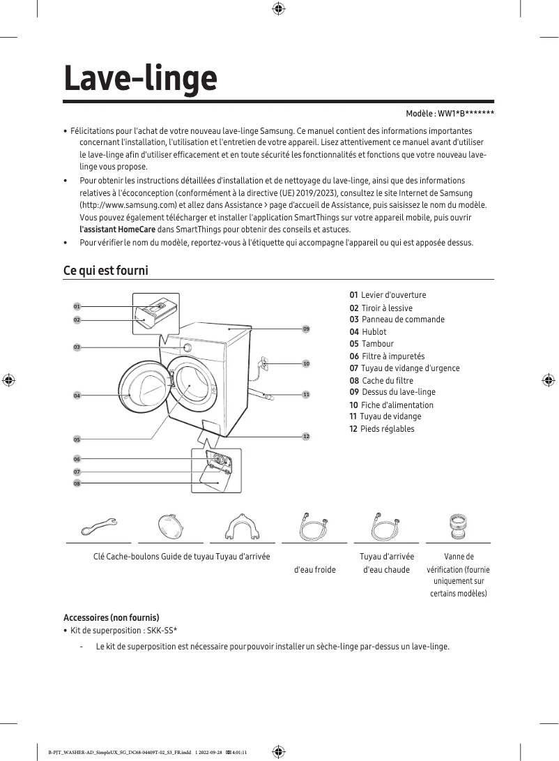 Página 1 del manual Manual de usuario Samsung WW11BB944DGE