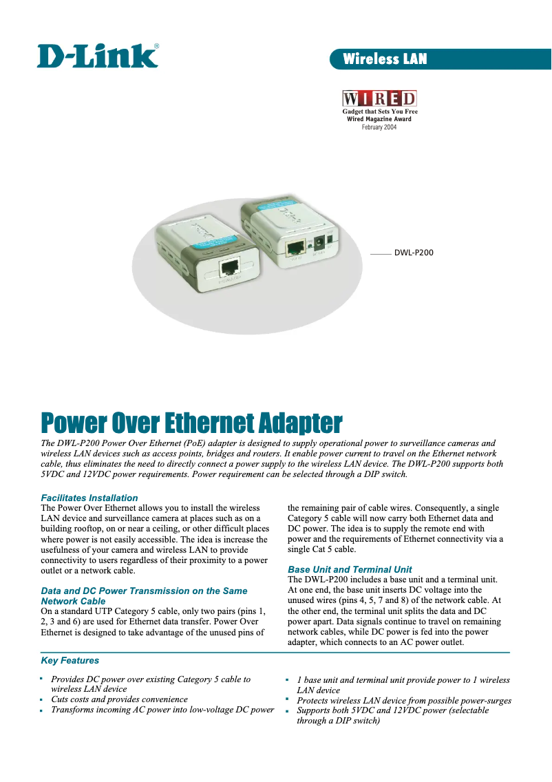 Imagen de la primera página del manual del dispositivo DWL-P200
