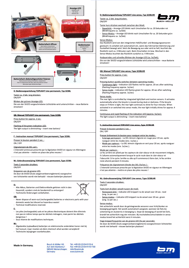 Página nº 1 - Manual de usuario Busch + Müller Toplight Line