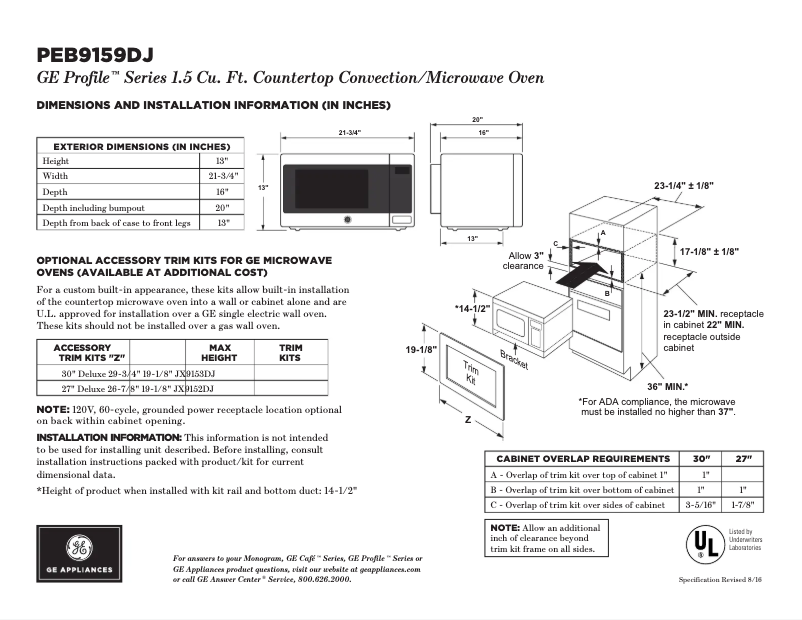 Página 1 del manual Ficha técnica GE Profile PEB9159DJBB