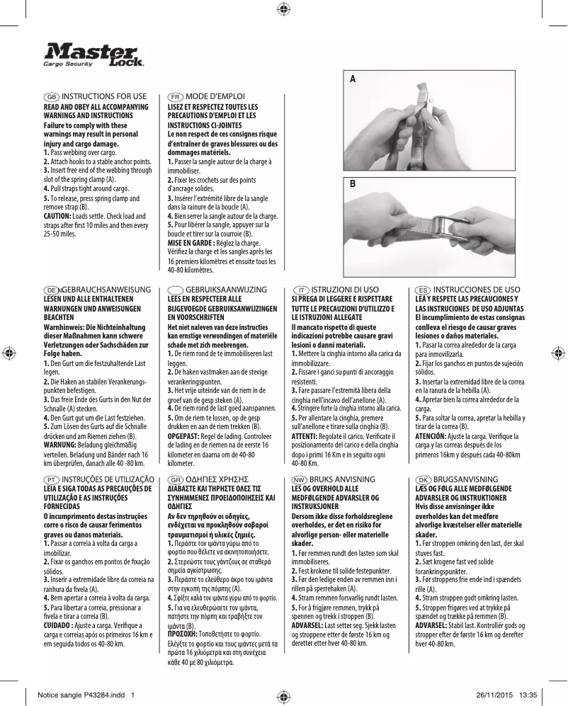 Página nº 1 - Manual de usuario Master Lock 3380