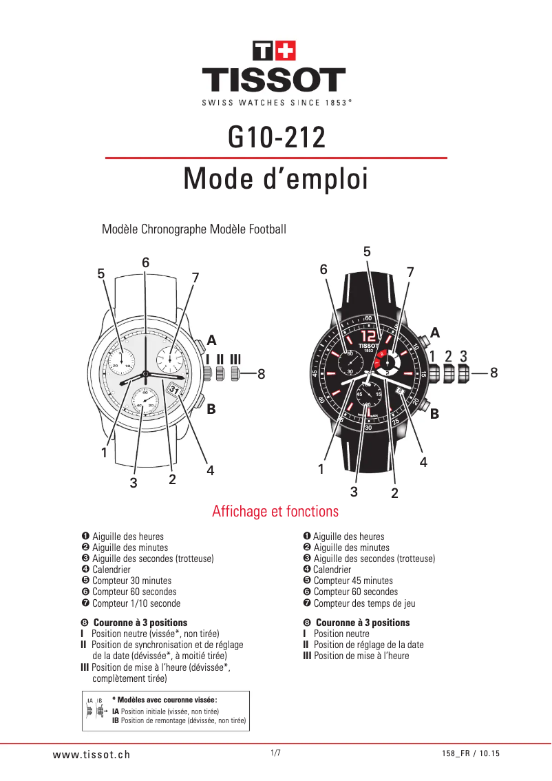 Página 1 del manual Manual de usuario Tissot T-RACE Quartz Chronograph
