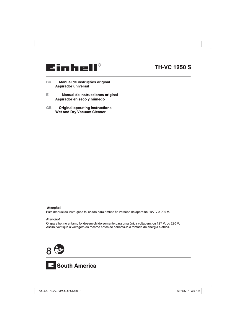 Página 1 del manual Manual de usuario Einhell TH-VC 1250 S