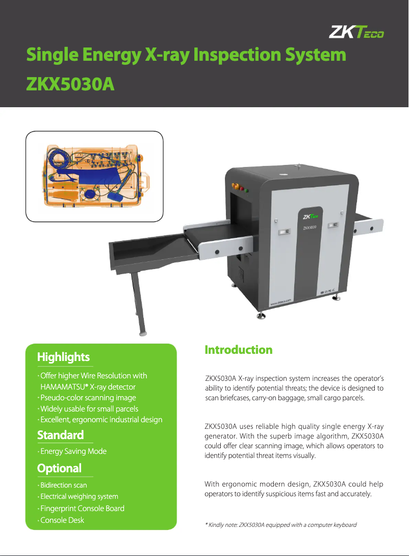 Imagen de la primera página del manual del dispositivo ZKX5030A