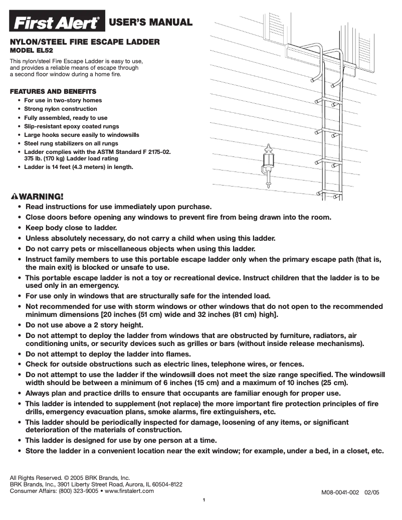 Página nº 1 - Manual de usuario First Alert EL52