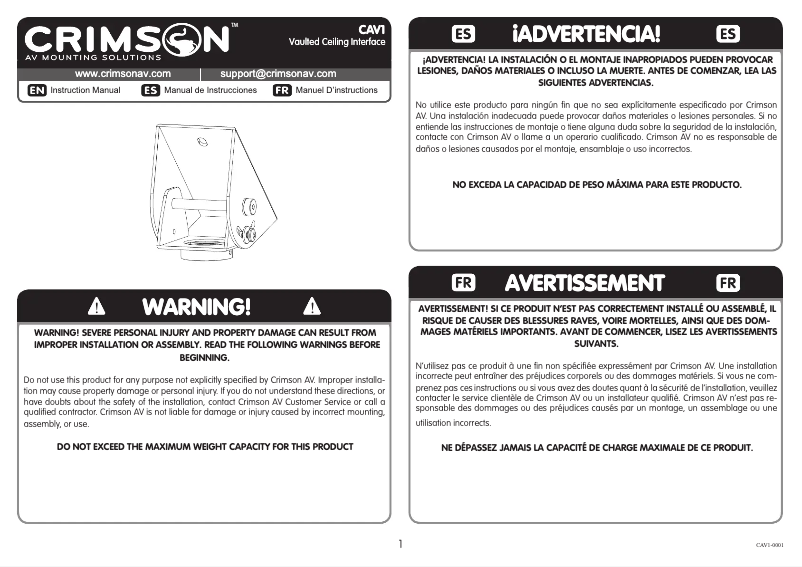 Imagen de la primera página del manual del dispositivo CAV1