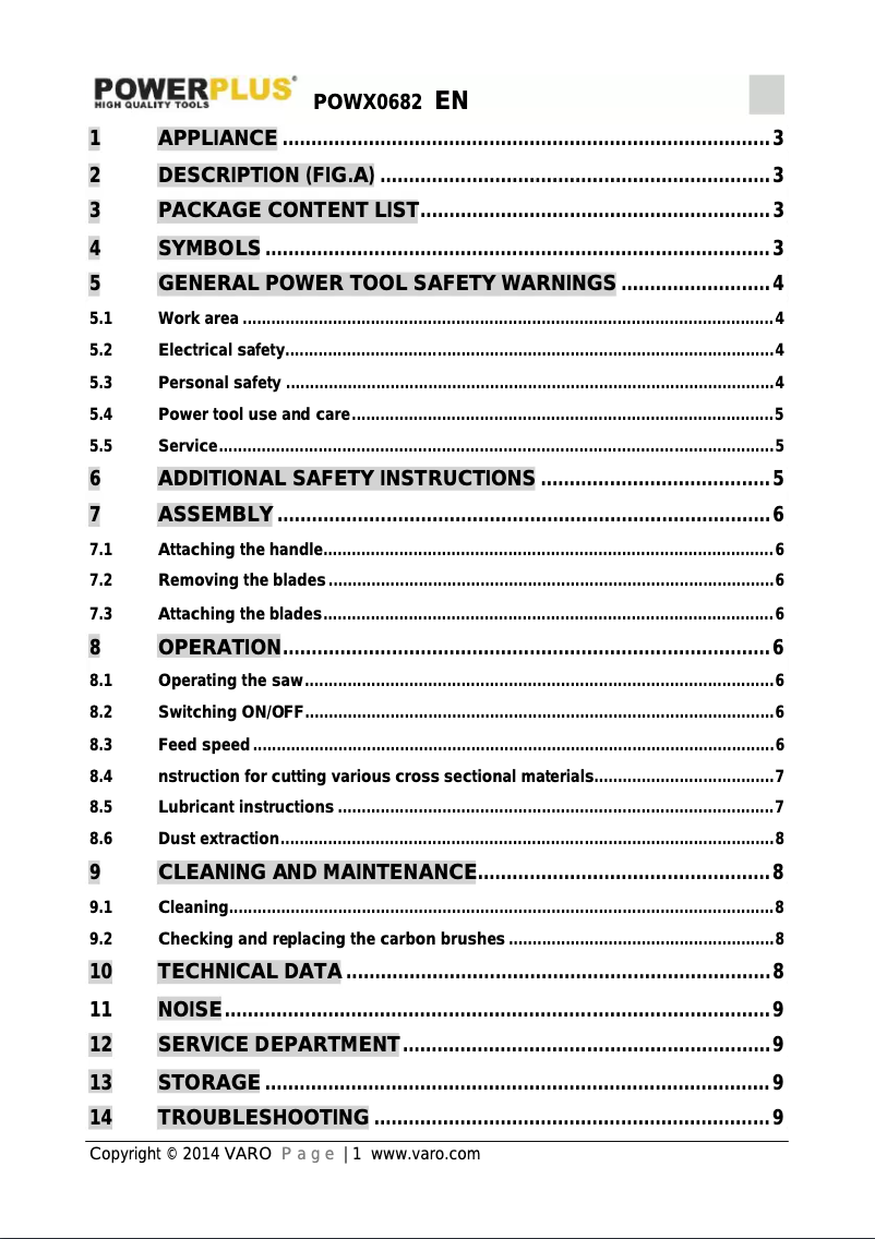 Imagen de la primera página del manual del dispositivo POWX0682
