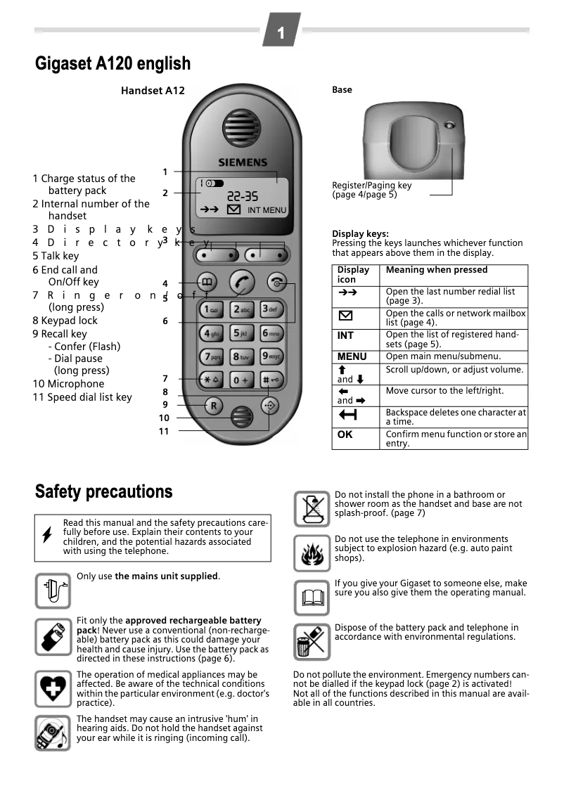 Página 1 del manual Manual de usuario Siemens Gigaset A120