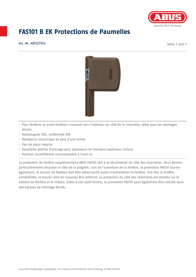 Imagen de la primera página del manual del dispositivo ABFS27952