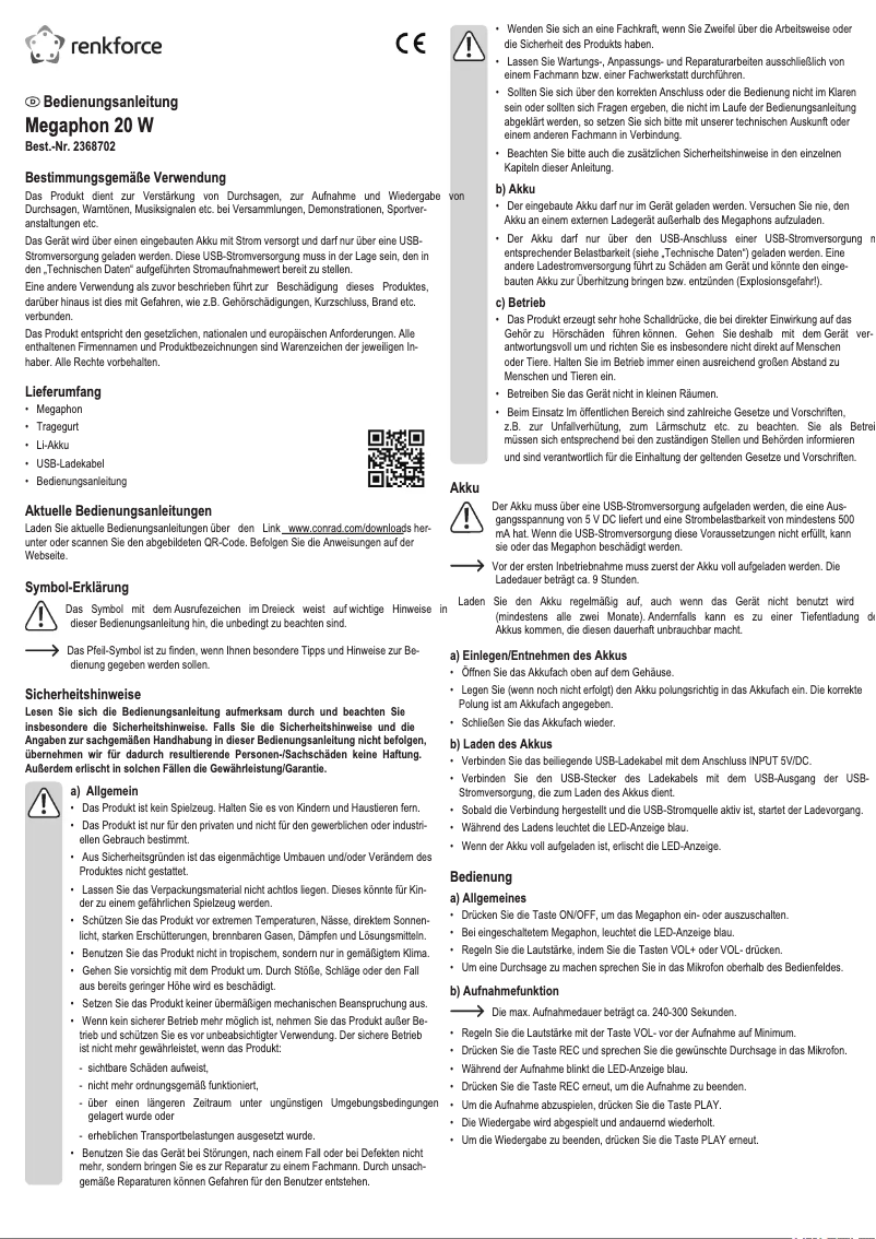 Página 1 del manual Manual de usuario Renkforce RF-MP-200
